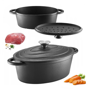 Ambition Iron brytfanna 3,7 l żeliwna na indukcję gaz do piekarnika z pokrywą  28 cm