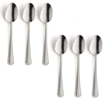 Sztućće Amefa Bologna zestaw 6 łyżeczki do herbaty ciasta deserów komplet dla 6 OSÓB ze stali nierdzewnej bez niklu z wzorem
