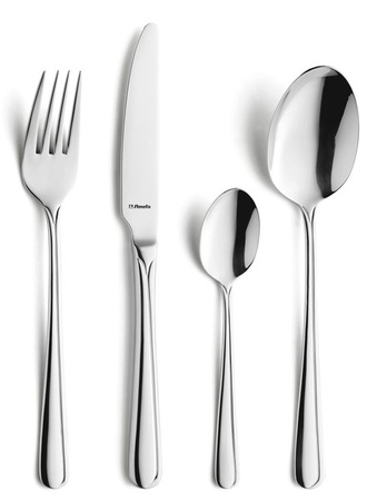 Sztućce Amefa Astoria zestaw 24 sztuki komplet dla 6 osób obiadowe nierdzewne eleganckie z wzorem bez niklu 18/0 w pudełku