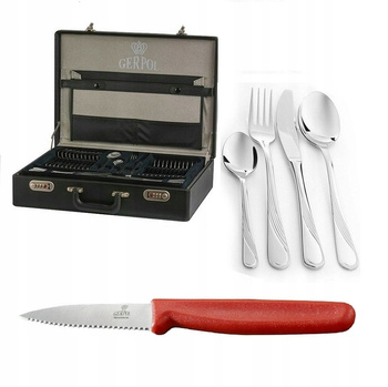 GERPOL VIOLINO 68 sztućce zestaw w WALIZCE dla 12 osób komplet połysk wzór fala