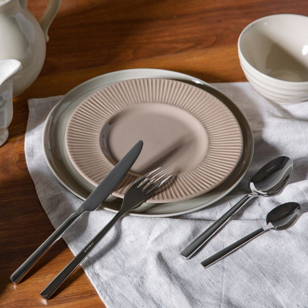 Ambition sztućce Prima zestaw 30 elementów grube nowoczesne komplet dla 6 osób z widelczykami do ciasta proste gładkie bez wzoru
