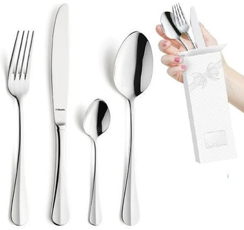Sztućce AMEFA BAGUETTE zestaw 24 sztuki komplet dla 6 OSÓB obiadowe klasyczne eleganckie duże bez niklu 18/0