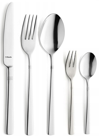 Sztućce Amefa Dakota  29 sztuk zestaw dla 6 osób 24 sztuki obiadowe 5 dodatki do serowania bez niklu 18/0