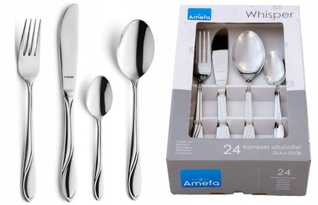 AMEFA sztućce Whisper 24 zestaw dla 6 OSÓB nierdzewne obiadowe komplet z wzorem fali klasyczne bez niklu stal 18/0