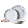 Ambition serwis obiadowy Linum okrągłe talerze w niebieskie kwiaty kwiatowy florystyczny wzór zestaw na 6 osób 18 elementów