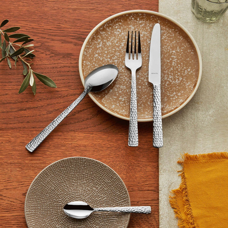 Amefa sztućce Felicity lśniące srebrne zestaw 60 sztuk komplet dla 12 osób z widelczykami do ciasta nowoczesne nierdzewne z wzorem