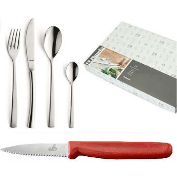 Sztućce Amefa Aurora zestaw 24 elementy dla 6 osób w pudełku prezentowym nowoczesne sztućce bez wzoru ze stali 18/10