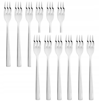 Ambition sztućce Prato zestaw 12 widelczyki do ciasta tortu komplet dla 12 OSÓB nierdzewne nowoczesne proste gładkie bez wzoru