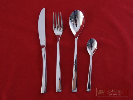 Amefa sztućce Aurora zestaw 77 sztuk sztućce dla 12 osób komplet w kasecie skrzyni drewnianej obiadowe nowoczesne na prezent