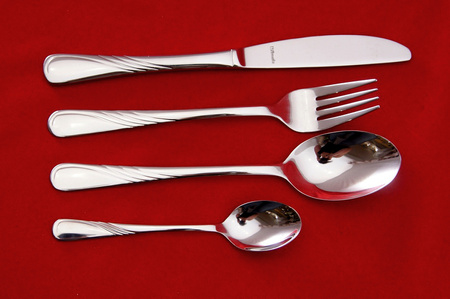 Sztućce Amefa Helma 4 zestaw na 1 OSOBĘ obiadowe klasyczne z wzorem fali nierdzewne 18/10