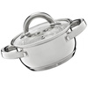 Ambition garnek Berry mały tradycyjny stalowy na indukcję gaz indukcyjny ze stali nierdzewnej z pokrywką szklaną 14 cm 1,1 l 
