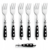 Amefa sztućce Country vintage zestaw 6 widelczyki do ciasta tortu deserów czarne z nitami stal  18/0 w wiejskim stylu 