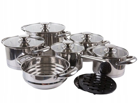 Ambition 13 garnki Urban stalowe nierdzewne tradycyjne na indukcję gaz komplet garnków ze stali nierdzewnej z wkładem na parę