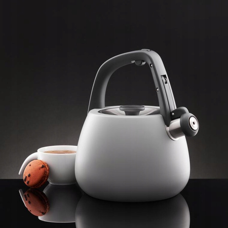 Ambition czajnik Tower tradycyjny stalowy szary nierdzewny z gwizdkiem zintegrowanym z rączką indukcyjny na indukcję gaz 2,3 l