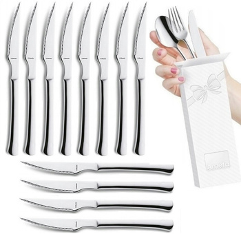 AMEFA sztućce CHULETERO zestaw 12 sztuk NOŻE stekowe z ZĄBKAMI komplet do pizzy steków schabowego mięsa ze stali nierdzewnej