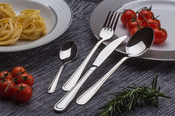 Ambition sztućce Verona zestaw 24 elementy obiadowe komplet dla 6 osób nierdzewne klasyczne z wzorem do zmywarki