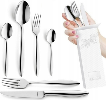 Sztućce Amefa Tendence zestaw 36 sztuk grube premium komplet dla 6 osób luksusowe z 6 widelczyki do ciasta łyżeczki do kawy