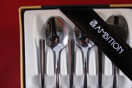 Ambition sztućce Prato zestaw 12 łyżeczki do herbaty ze stali nierdzewnej komplet dla 12 osób proste nowoczesne gładkie bez wzoru 