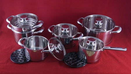 Ambition 13 garnki Urban stalowe nierdzewne tradycyjne na indukcję gaz komplet garnków ze stali nierdzewnej z wkładem na parę