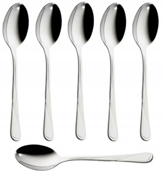 GERPOL 6 SZTUĆCE MAŁE ŁYŻECZKI DO KAWY MOKKI VIOLINO NIERDZEWNE FALA POŁYSK