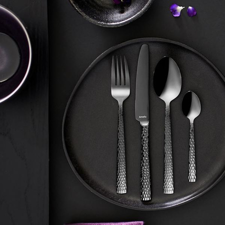 Sztućce Amefa Felicity Black zestaw 24 sztuki komplet dla 6 osób czarne nierdzewne z wzorem eleganckie