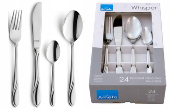 AMEFA sztućce Whisper 24 zestaw dla 6 OSÓB nierdzewne obiadowe komplet z wzorem fali klasyczne bez niklu stal 18/0