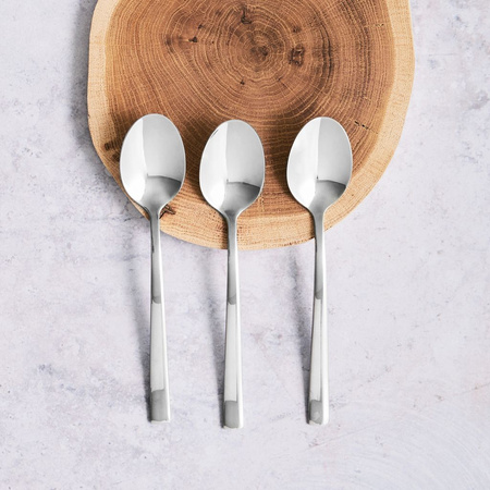 Ambition sztućce Prato zestaw 12 łyżeczki do herbaty ze stali nierdzewnej komplet dla 12 osób proste nowoczesne gładkie bez wzoru 