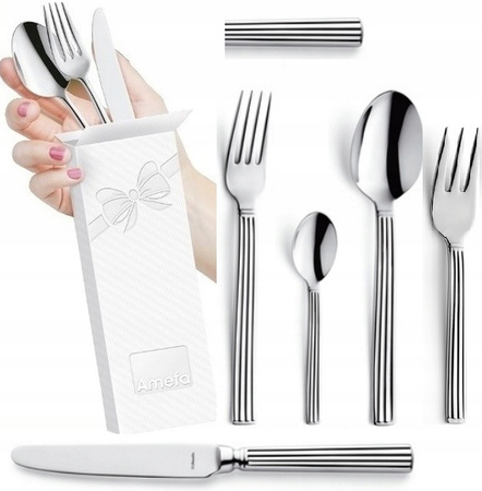 Amefa sztućce Regency zestaw 30 elementów dla 6 osob retro 24 obiadowe 6 widelczyki do ciasta stal 18/10