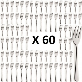 AMEFA sztućce Livorno zestaw 60 widelczyki do ciasta tortu deserów komplet dla 60 OSÓB tanie gastronomiczne do restauracji kawiarni stal 18/0
