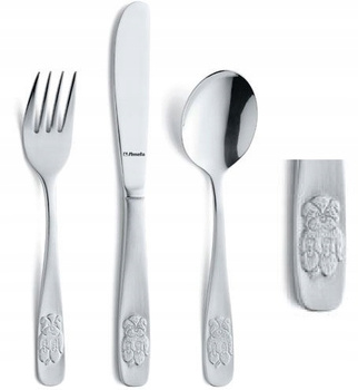 Amefa sztućce dziecięce 3 zestaw 0026 Bear Misie Bear komplet dla dziecka nóż widelec łyżka bez niklu 18/0