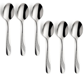Sztućce Amefa Felicia zestaw 6 łyżeczki do herbaty komplet dla 6 OSÓB z wzorem fali nierdzewne klasyczne bez niklu 18/0