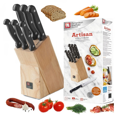 AMEFA RICHARDSON SHEFFIELD  zestaw 6 noże kuchenne ARTISAN w bloku drewnianym 