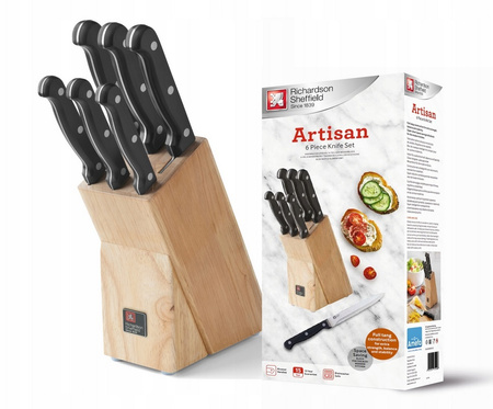 AMEFA RICHARDSON SHEFFIELD  zestaw 6 noże kuchenne ARTISAN w bloku drewnianym 