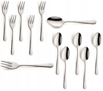 Amefa Sztućce Austin zestaw 6 widelczyki do ciasta tortu 6 łyżeczki do herbaty komplet dla 6 osób nierdzewne bez wzoru  stal 18/0