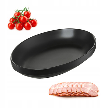 Ambition półmisek porcelanowy Salsa talerz czarny owalny do serów wędlin przekąsek sushi 20 x 14 cm