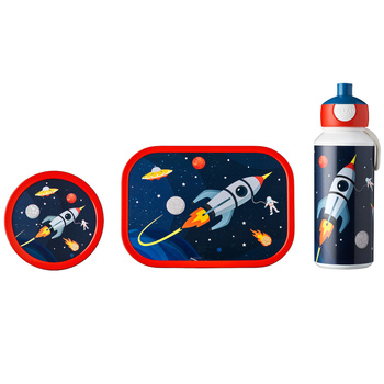 MEPAL zestaw BEZ BPA bidon butelka śniadaniówka pudełko na owoce SPACE kosmos rakieta lunchbox do zmywarki