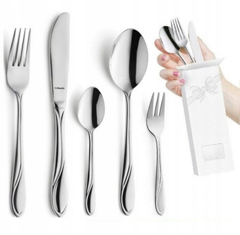 Amefa sztućce Whisper zestaw 120 obiadowe nierdzewne komplet dla 24 OSÓB z widelczykami do ciasta tortu wzór fali bez niklu 18/0