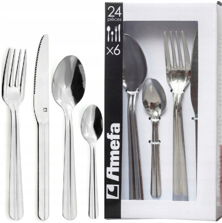 Amefa tanie sztućce Colibri zestaw 24 sztuki komplet dla 6 osób nierdzewnedo baru gastronomii bez niklu 18/0