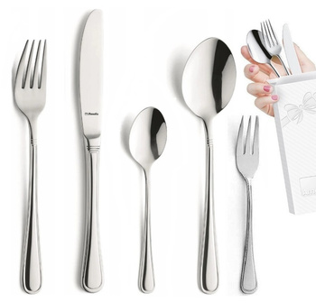 Sztućce Amefa Barcelona zestaw 60 sztuk dla 12 osób z wzorem komplet 48 obiadowe 12 widelczyki do ciasta tortu deserów