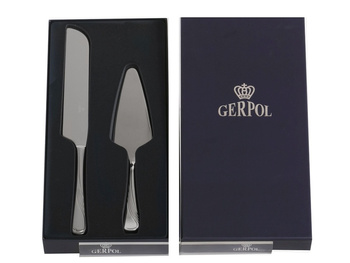 GERPOL sztućce VIOLINO nierdzewne zestaw 2 szt do tortu nóż i łopatka do ciasta komplet połysk
