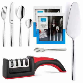 Sztućce Amefa Dakota 60 zestaw dla 12 osób sztućce obiadowe z widelczykami do ciasta + łopatka do tortu