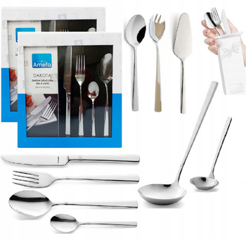 Sztućce Amefa Dakota 53 zestaw dla 12 osób sztućce obiadowe z zestawem serwingowym