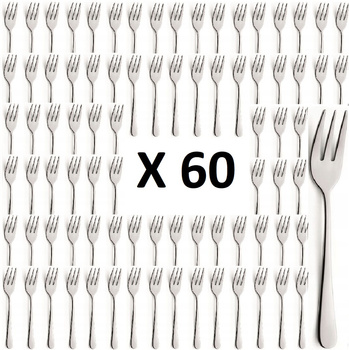 AMEFA sztućce Austin zestaw 60 widelczyki do ciasta tortu deserów komplet dla 60 OSÓB bez wzoru gastronomiczne do restauracji kawiarni stal 18/0