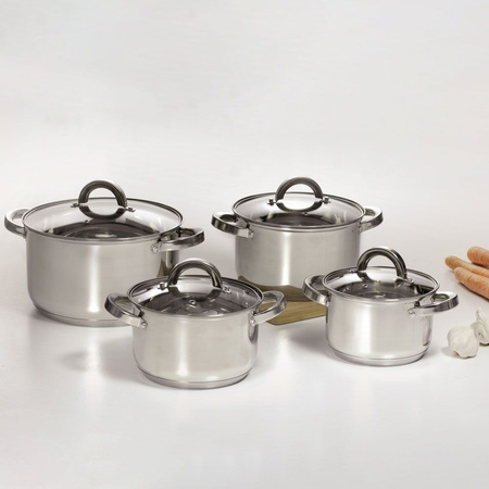 Ambition garnek Berry stalowy 20 cm 3,5 l nierdzewny tradycyjny z pokrywką szklaną na indukcję gaz