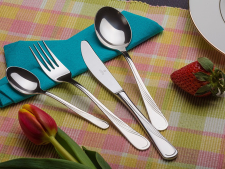 Gerpol sztućce Violino widelec do przystawek przekąsek zakąsek wędlin przystawkowy 19,4 cm z wzorem fali