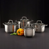 Ambition 8 garnki Hugo stalowe nierdzewne tradycyjne na indukcję gaz komplet garnków ze stali nierdzewnej