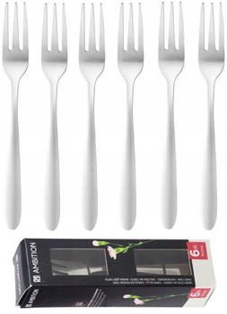 AMBITION ROMA 6 widelczyki zestaw do ciasta tortu deserów sztućce nierdzewne komplet dla 6 osób