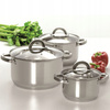 Ambition garnek Berry mały tradycyjny stalowy na indukcję gaz indukcyjny ze stali nierdzewnej z pokrywką szklaną 14 cm 1,1 l 