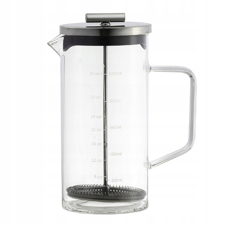 Ambition zaparzacz Griffin szklany tłokowy dzbanek do kawy herbaty ziół spieniacz z miarką 1l