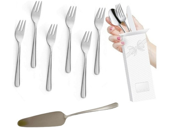 Amefa sztućce 1247 SOPHIE matowe do ciasta, tortu, łopatka, widelczyki 7 sztuk